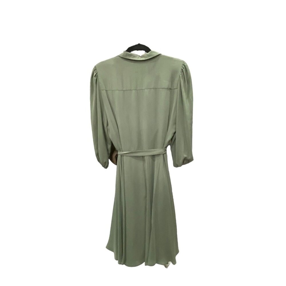 Nanette Lepore Shirt Dress Collared Puff Sleeve Pleated Tie Waist Size 14 NWT - Picture 4 of 11